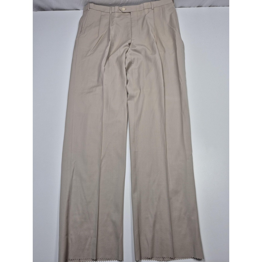 VTG Palm Beach Reflex Dress Pants Men's 42x36 Beige Wool Pleated Unhemmed NWT
